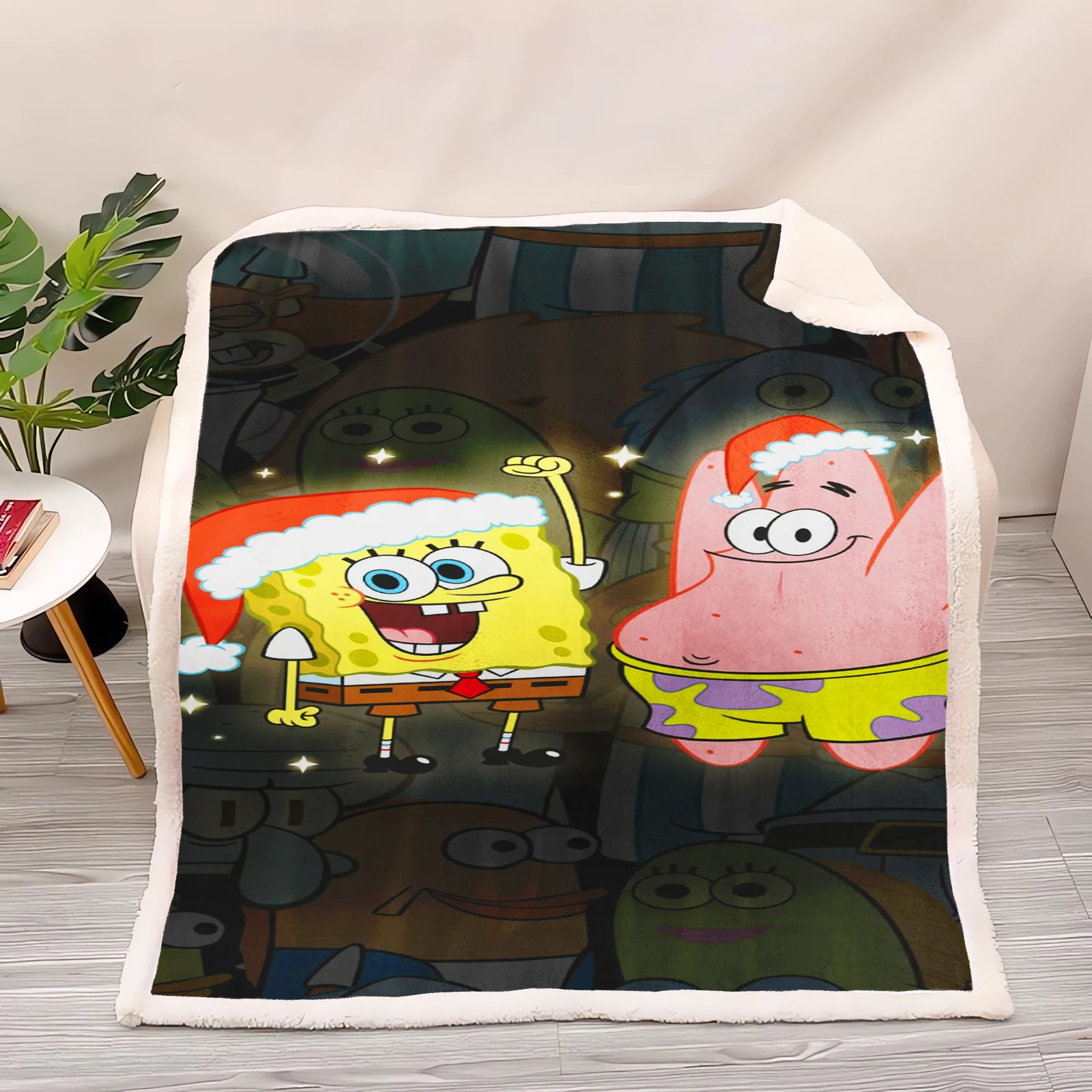 Spongebob Patrick  Baby Blanket Fleece Blankets Winter Luxury Furry And Throws Anime Home Microfiber Fabric