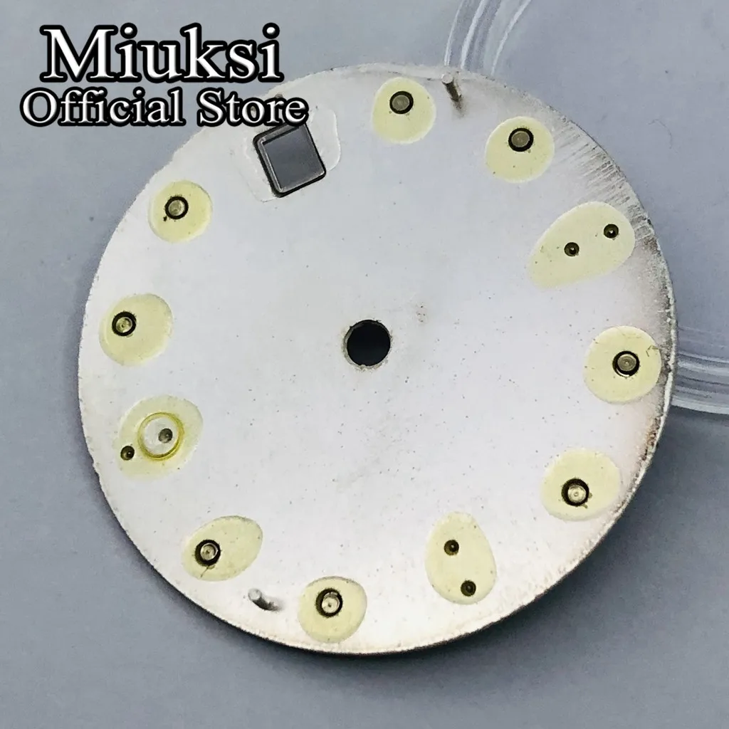 Miuksi 28.5mm watch dial super green luminous dial fit NH35 movement