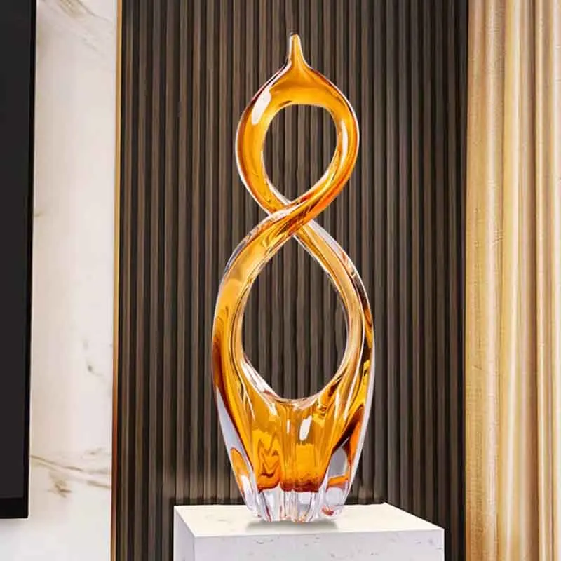 o*-Glass Crystal Craft Ornaments, Creative Art Sculpture, Luxury Artwork Statue, TV Cabinet Office Desktop Decoration,