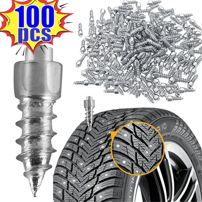 10-100Pcs Car Tire Studs Anti-Slip Screws Nails Auto Motorcycle Bike Truck Off-road Tyre Anti-ice Spikes Snow Sole Tire Cleats