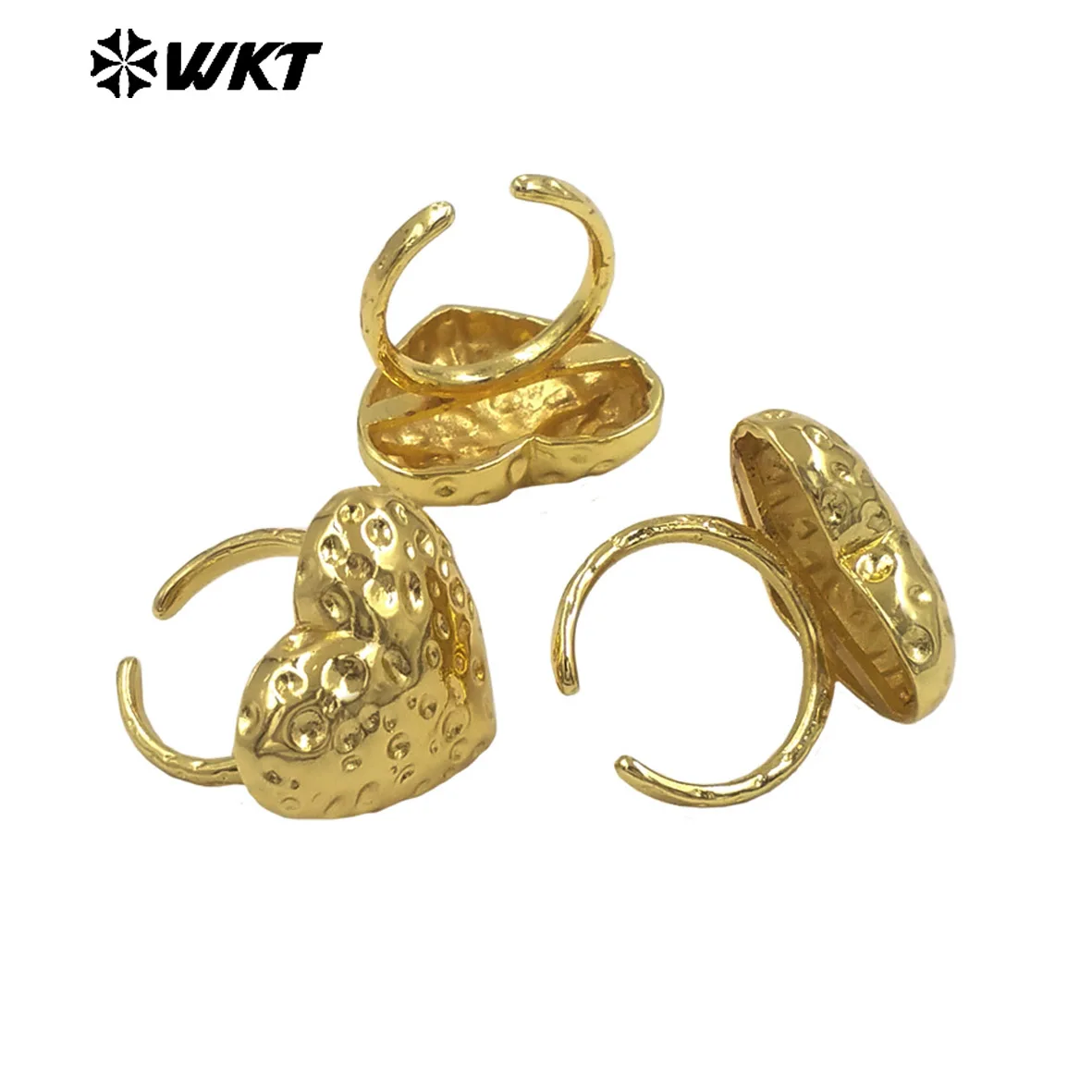 

WT-R595 Best Selling Heart Shape Yellow Brass US7 Ring With 18K Real Gold Plated For Women Anniversary Jewelry