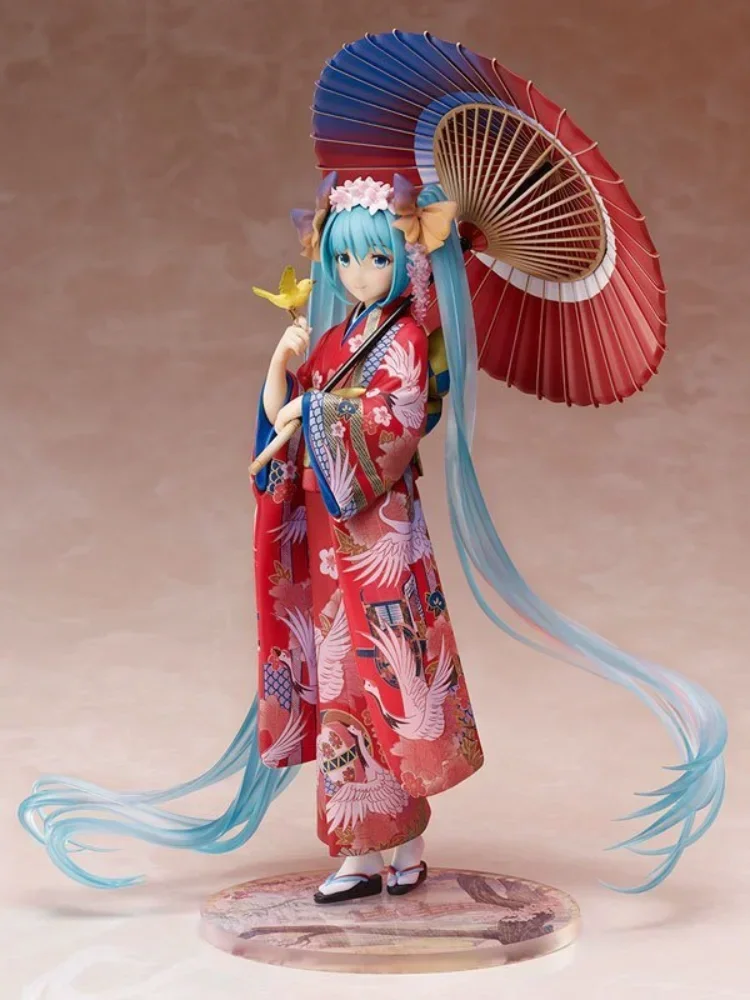 Hatsune Miku Anime parapluie Kimono plus fort Miku Figure fille Statue jouets Kawaii mignon modèle poupée ornement de bureau cadeau de noël