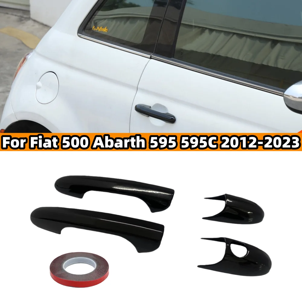 For Fiat 500 2008-2023 Abarth 595 595C 2012-2023 695 2010-2023 Door Handle Cover Car Accessories Stickers Trim Set Add-on