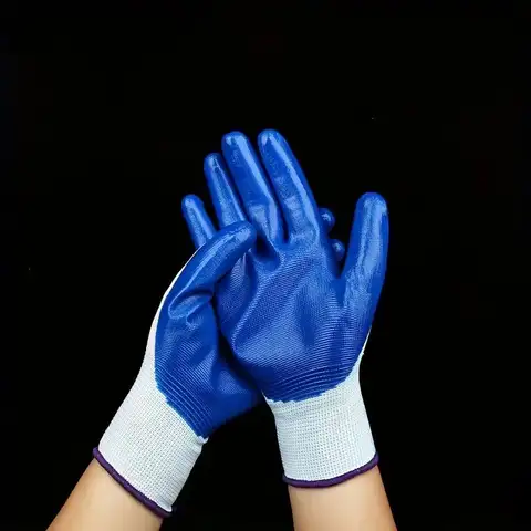 얇은 라텍스 미끄럼 방지 내마모성 작업 장갑, 고무 딥 접착제, 고무 피부 두꺼운 얇은 장갑, 노동 보호, 12 쌍