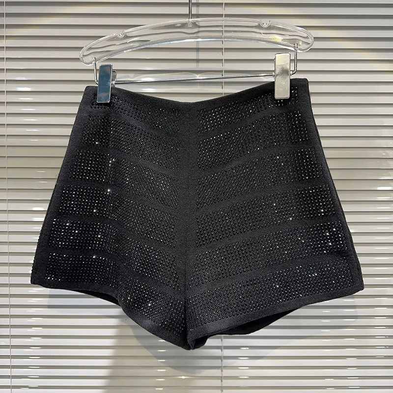 Shorts femininos de diamantes, calças justas, cintura alta, monocromáticas, que tudo combina, tendência da moda, novo, outono, 2023