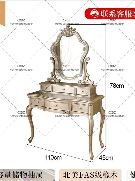 XXAntique Wood Vanity Desk Luxury Decorations Salon Dressing Vanity Desk Bedroom Room Organizer Furniture Home