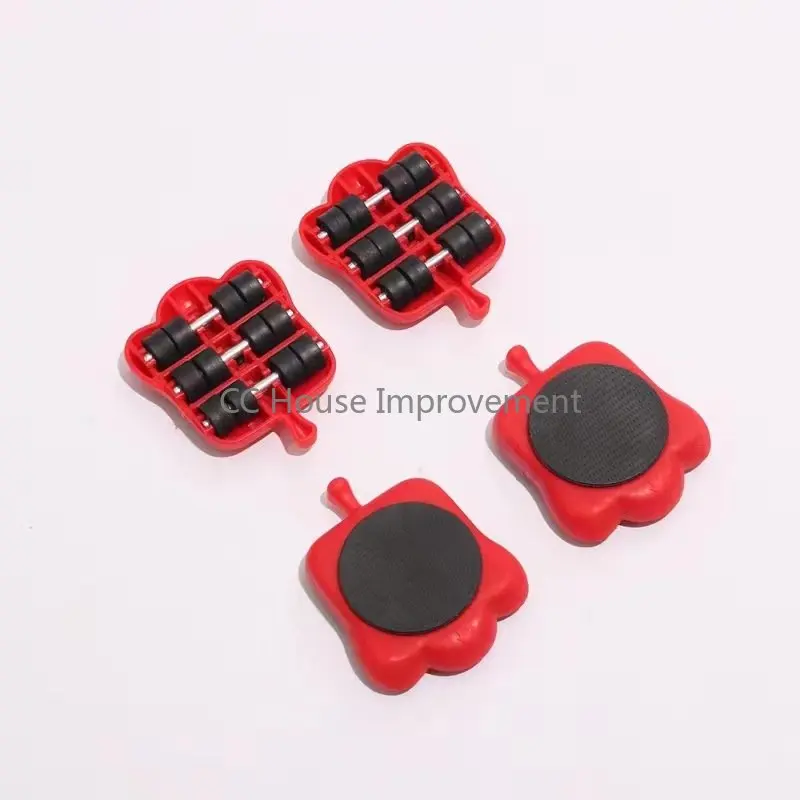 5pcs Set Furniture Lifter Heavy Duty Furniture Mover Transport Moving System 4 Move Roller 1 Wheel Bar Lifting Hand Tool Set