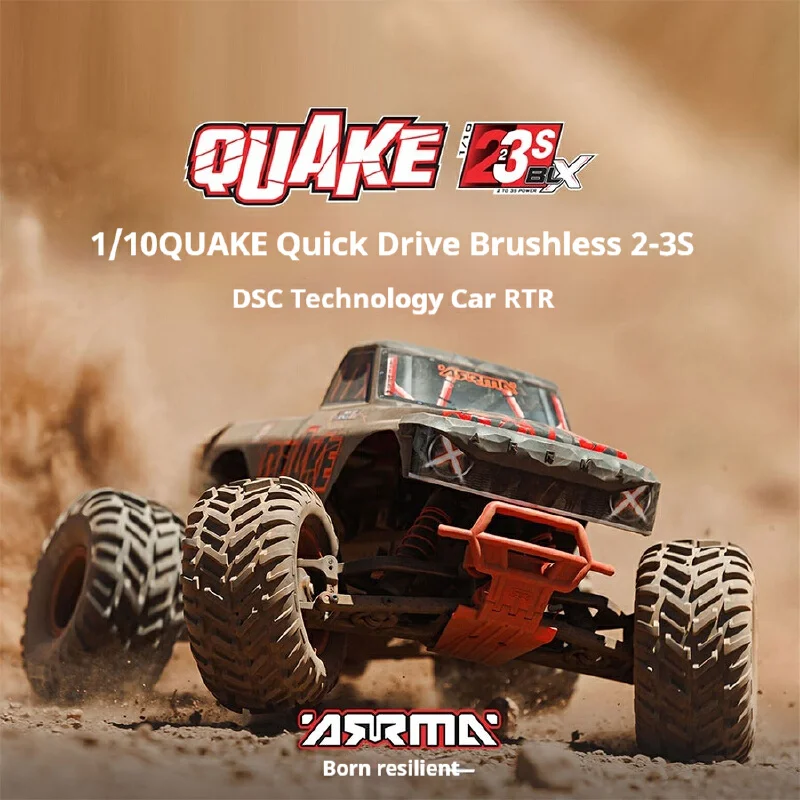 Arrma 1/10 Quake Afstandsbediening Elektrische achterwielaandrijving Borstelloos 2-3s Dsc Simulatie Terreinklimvoertuig Model Speelgoed Cadeau