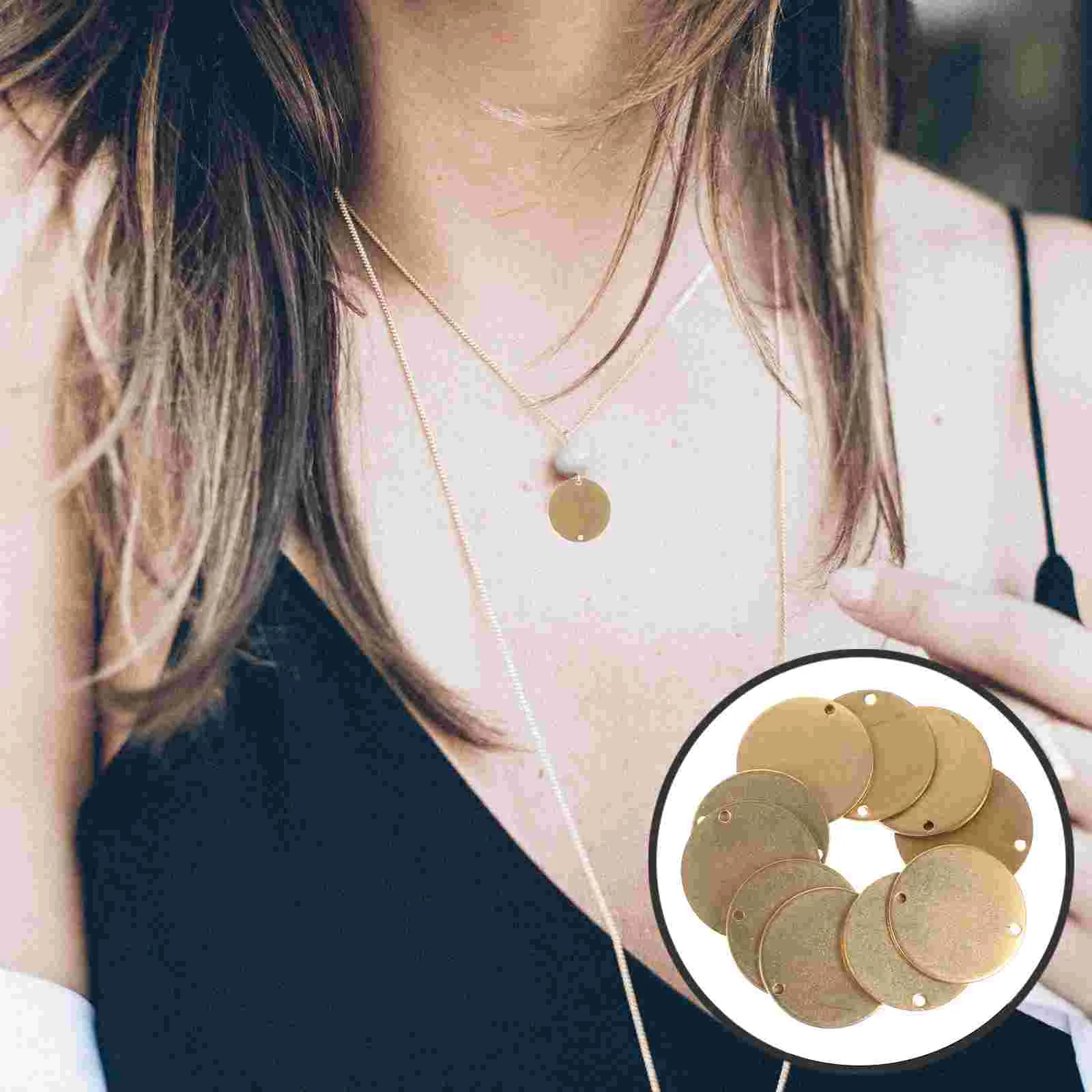 10 Pcs DIY Crafting Materials Blank Engraving Tag Label Round Copper Circle Disc Stamping Tags