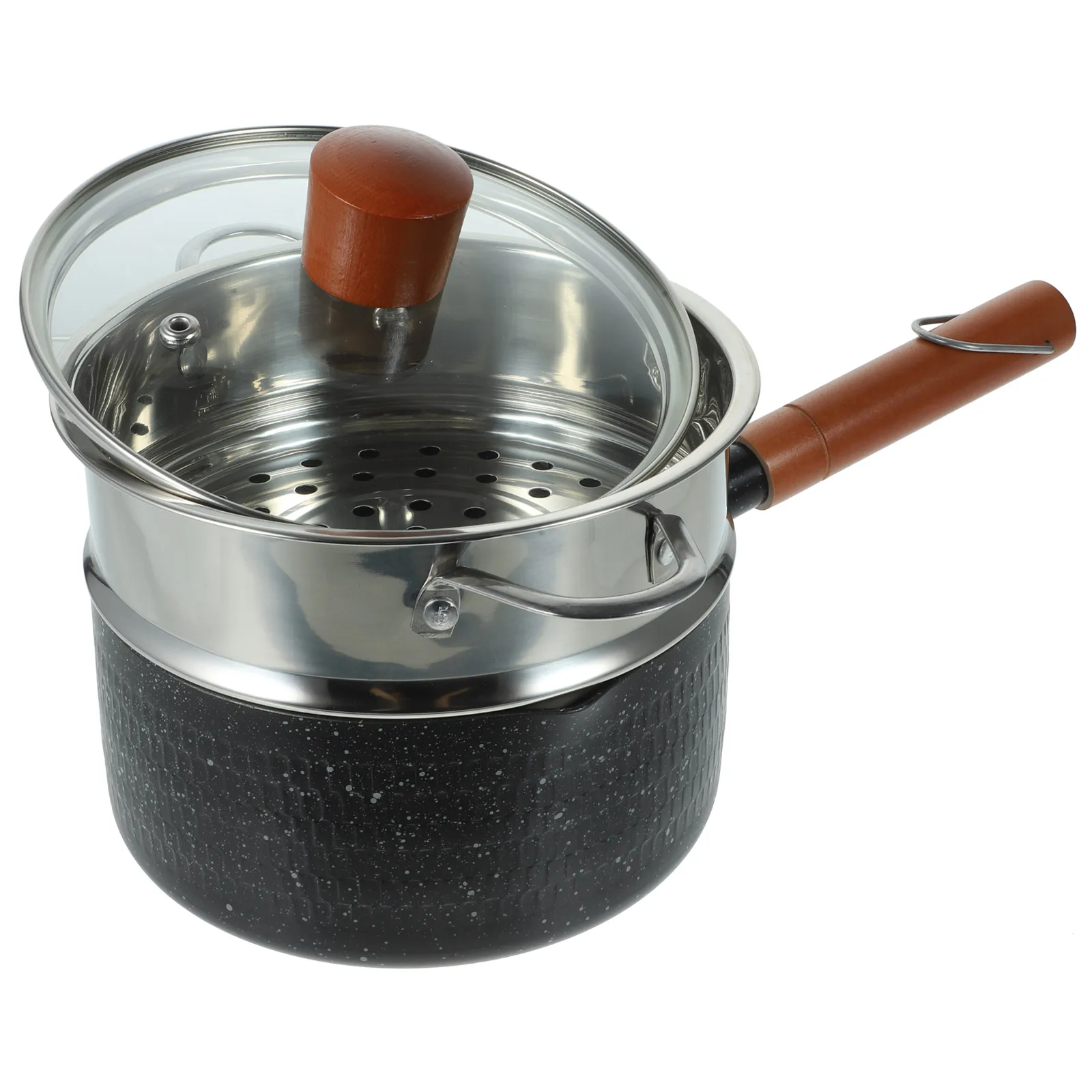 

1 set 1 Set Milk Pot Baby Food Cooking Pot Nonstick Saucepan Hammer Grain Design Portable Soup Pan Enamel Coating Mini Saucepan