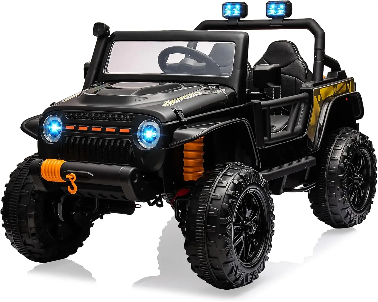 Samochód elektryczny dla dzieci 24V, dwuosobowy elektryczny pickup z pilotem, mocny silnik 4x45W, zabawki elektryczne z możliwością przełączania trybu jazdy 4WD/2WD