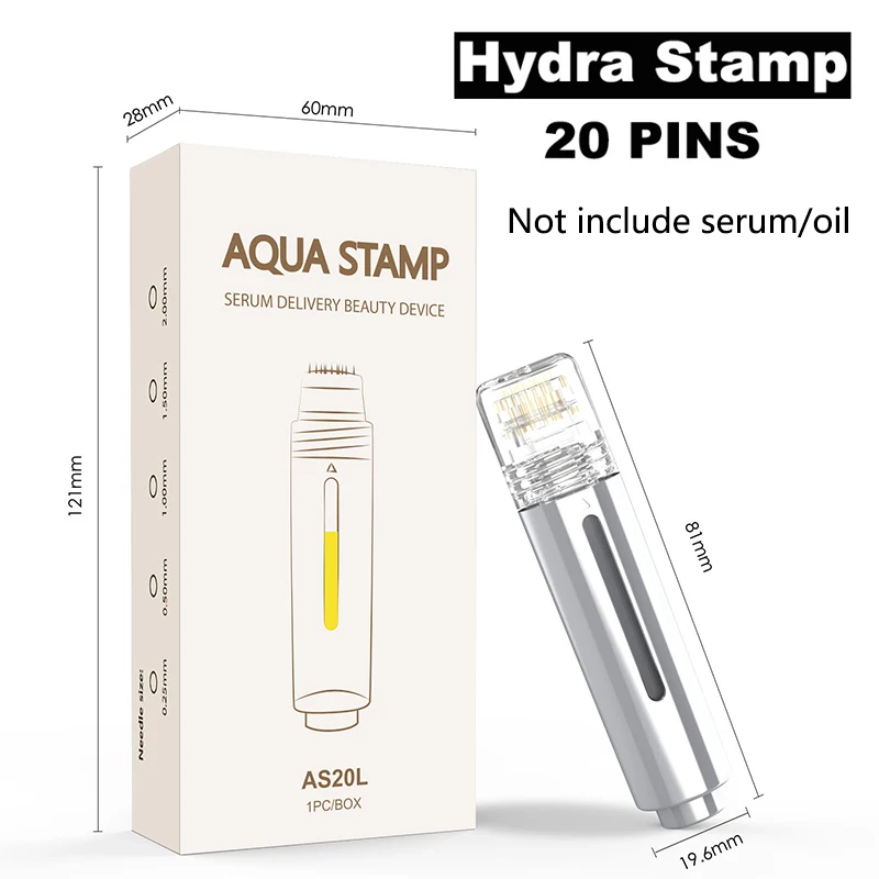 

New 20 Pins Hydra Stamp Lips Face Derma Roller Titanium Needles Roller Facial Beard Growth Skincare Tools - 0.2mm/0.25mm/0.3mm