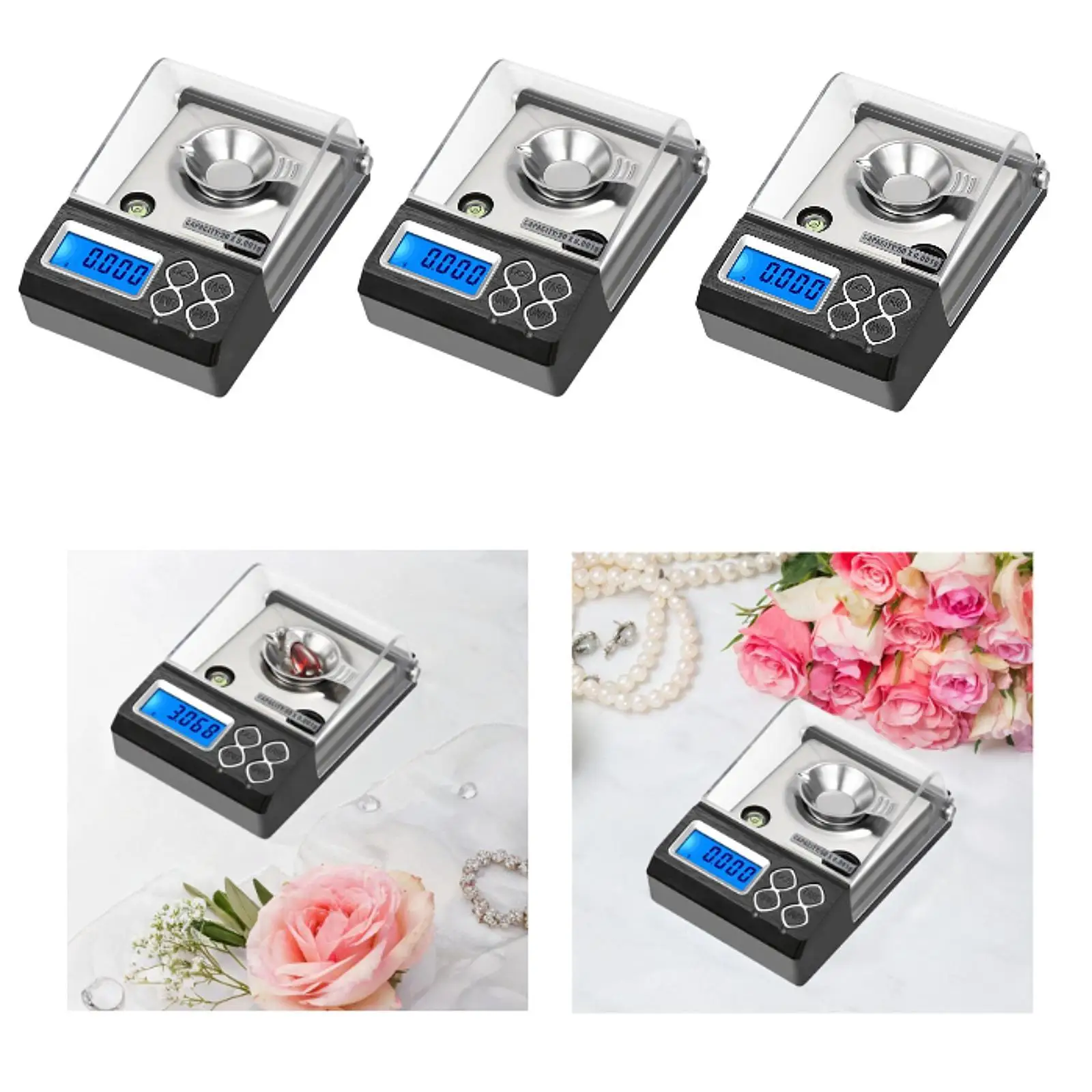 Digital Jewelry Scale Multifunctional Professional with Storage Pouch Weighing Scale for Grain Home Kitchen Reloading Scale Gold