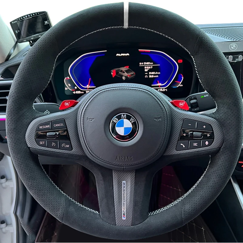 Car Steering Wheel Cover Suede Leather Braid For BMW G30 530i 525i 530d M550d M550i G02 X4 2018 F90 M5 G01 X3 M40i Accessories