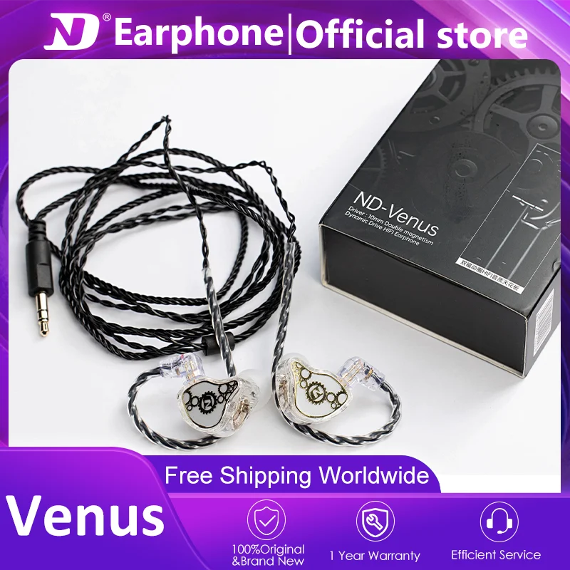 Проводные наушники ND-Venus с микрофоном, Hi-Fi мониторные наушники с глубоким басом, гарнитура с шумоподавлением для спорта и игр