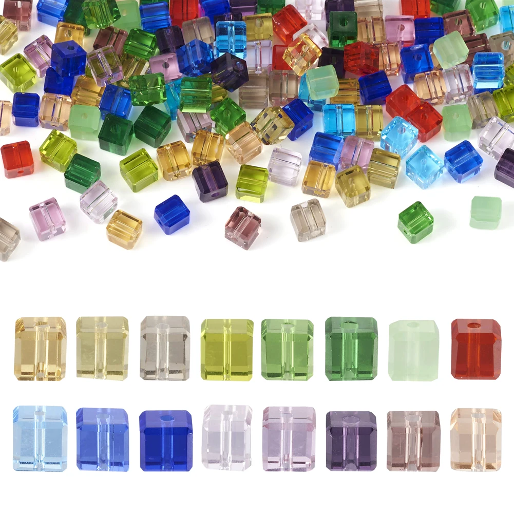 128Pcs 4mm Square Imitation Austrian Crystal Glass Beads Faceted Spacer Beads For DIY Bracelet Necklace Jewelry Making Supplies