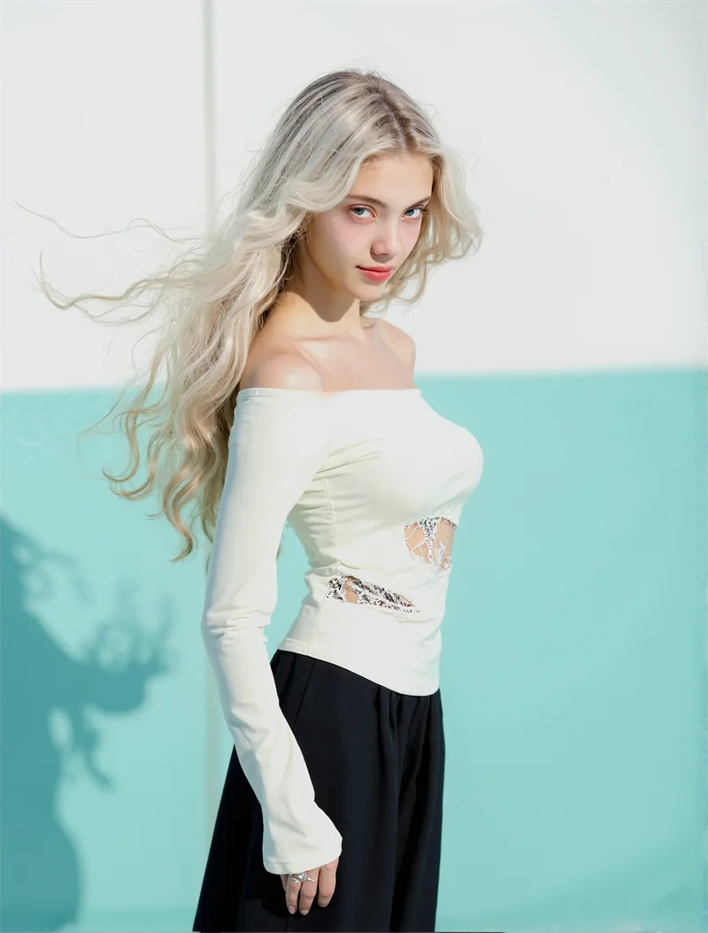 T-shirts à manches longues pour femmes, collection Printemps, au design élégant et raffiné, pour une féminité délicate, idéale pour le café du matin, les réunions et la salle de sport