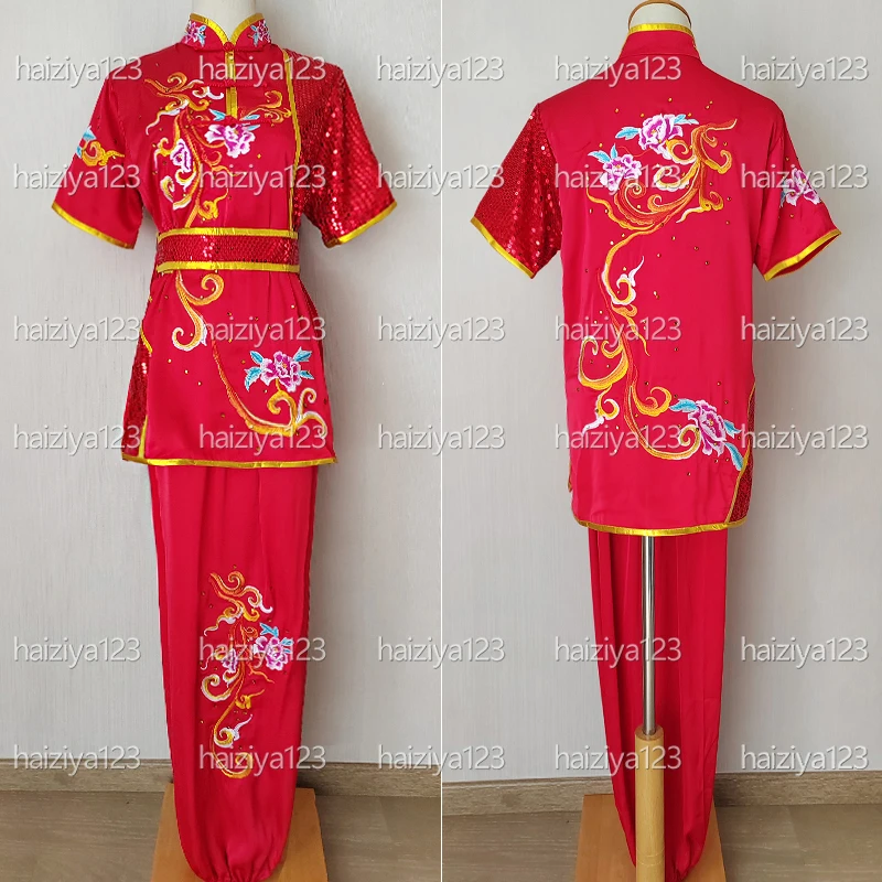 

Униформа ушу с вышитыми цветами, одежда для кунг-фу, костюм для боевых искусств, одежда Taolu Changquan для женщин, взрослых, детей, девочек