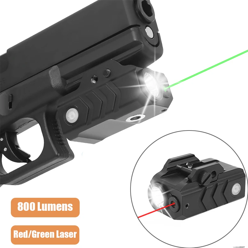 

New Pistol Laser Light Combo 800 Lumens Flashlight Laser Sight Magnetic Charging Weapon Gun Light Rifle LED Torch for Hunting