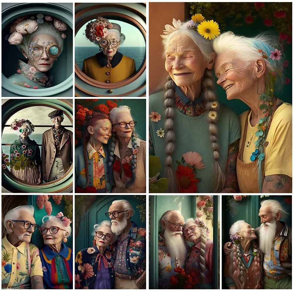 Fashion Older Sisters AI Model Funny Posters Prints Wall Art Canvas Painting Home Decor Wall Pictures For Living Room Unframed