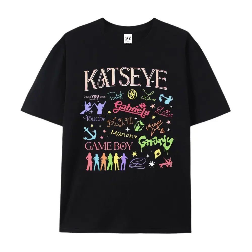 Women's Short-Sleeve Round Neck Casual Streetwear Top - Katseye Kpop Graphics Vintage The Beautiful Chaos Tour Sports Tee, Shortsleeve, Tshirt, Multi-Size