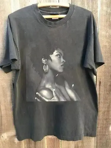 Hip-Hop Oversized T-Shirt Vintage Y2k Streetwear Lauryn Hill Musik-Shirt Lauryn Grafik-T-Shirt mit Anthrazit-Print Lässiges Oberteil Unisex – Detail 3