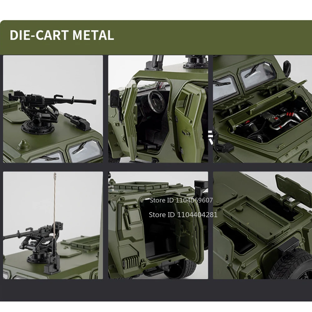 1:18 Dongfeng M-Terrain Alloy Car Toys Miniaturowy model odlewany ciężarówka wojskowa Dźwięk Światło Otwarte drzwi Dziecko Prezent świąteczny