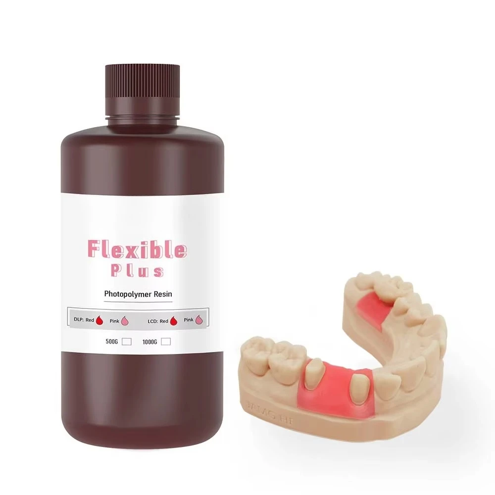 1KG Liquid Flexible UV Photosensitive Resin, Soft Photopolymer Material, Pink & Red for Simulated Tissue Model 3D Printing