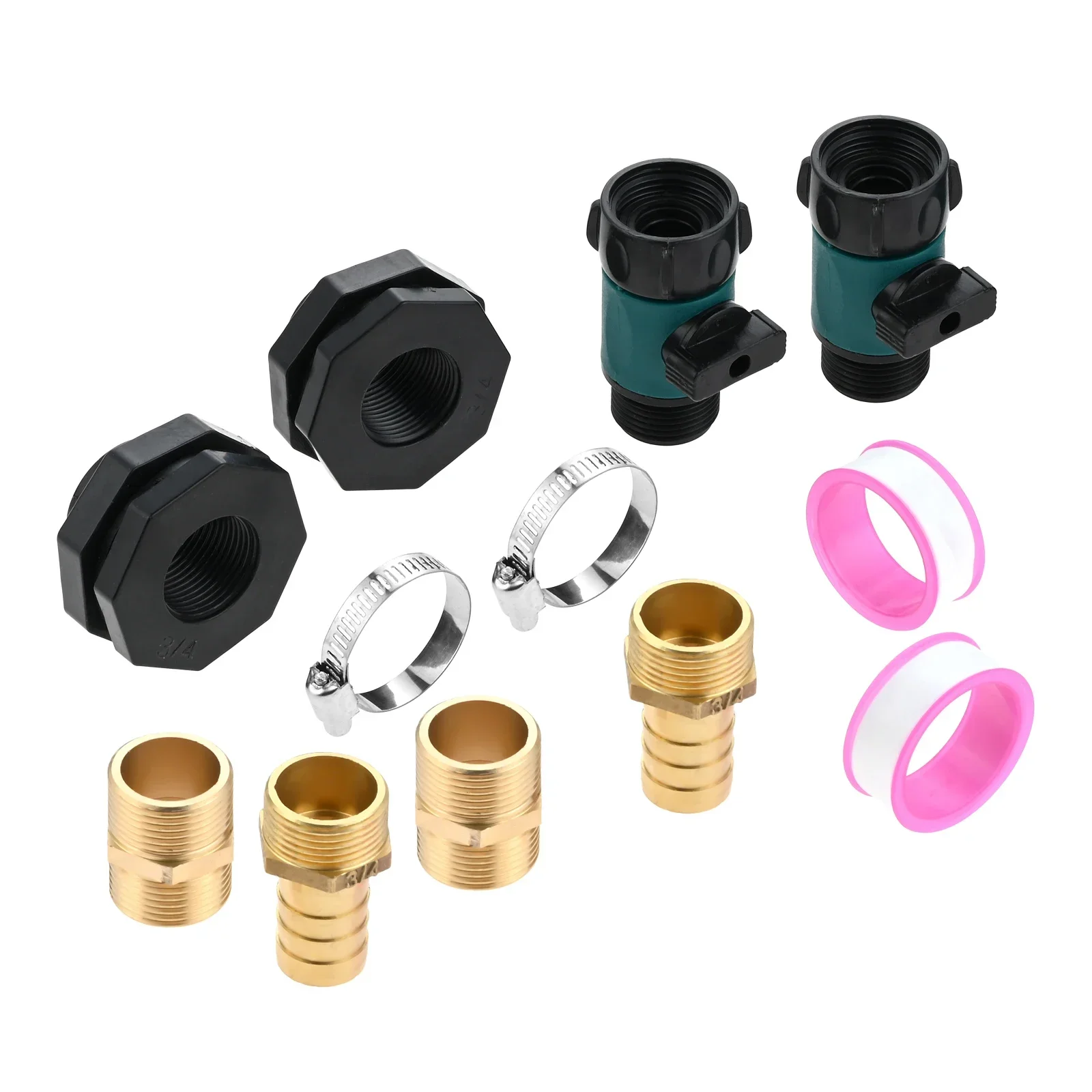 

2sets Rain Barrel Spigot Pipe Clamps Thread Seal Tape Faucet 3/4Inch Valve Bulkhead Fitting Hose Adapter Garden Pools Water Tank