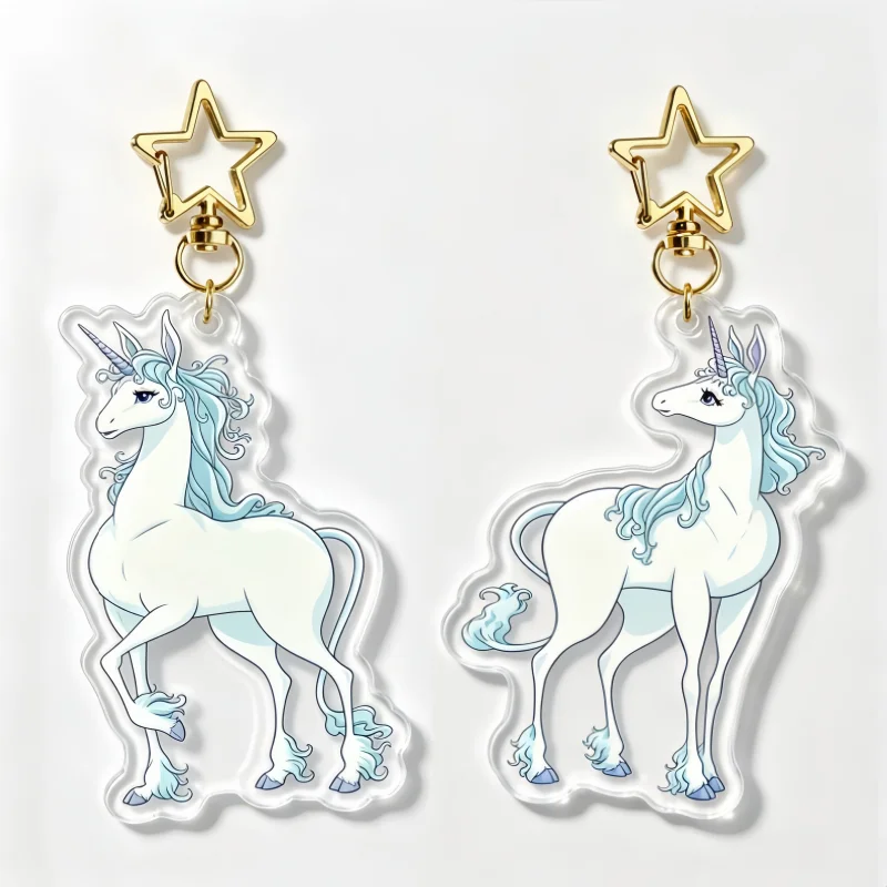 The Last Unicorn Duo Acrylic Keychain Classic Movie White Unicorn Double Sided Clear Acrylic Bag Charm Fairy Tale Gift For Fans