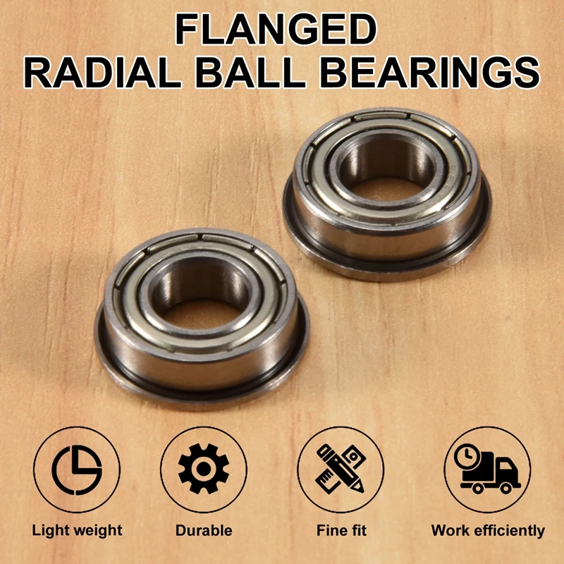 10 Pcs F688ZZ Flanged Radial Ball Bearings Metal Steel Double Shielded Flange Ball Bearing, 8 X 16 X 5Mm For Motor