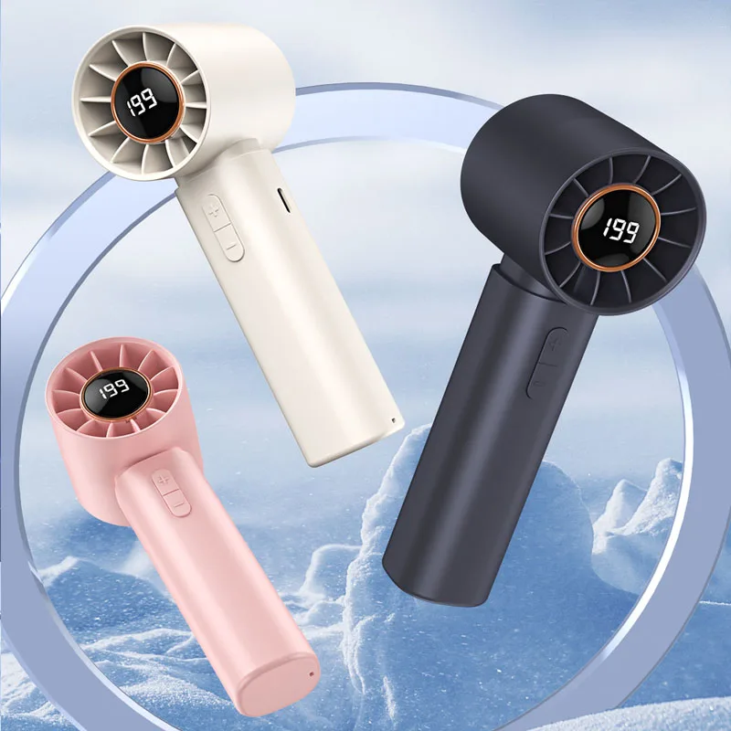 Novo Ventilador de Refrigeração Dobrável de Alta Velocidade, Ventilador Portátil Mini com Display Digital e Carregamento USB, Ventilador de Mão com Alta Potência de Vento