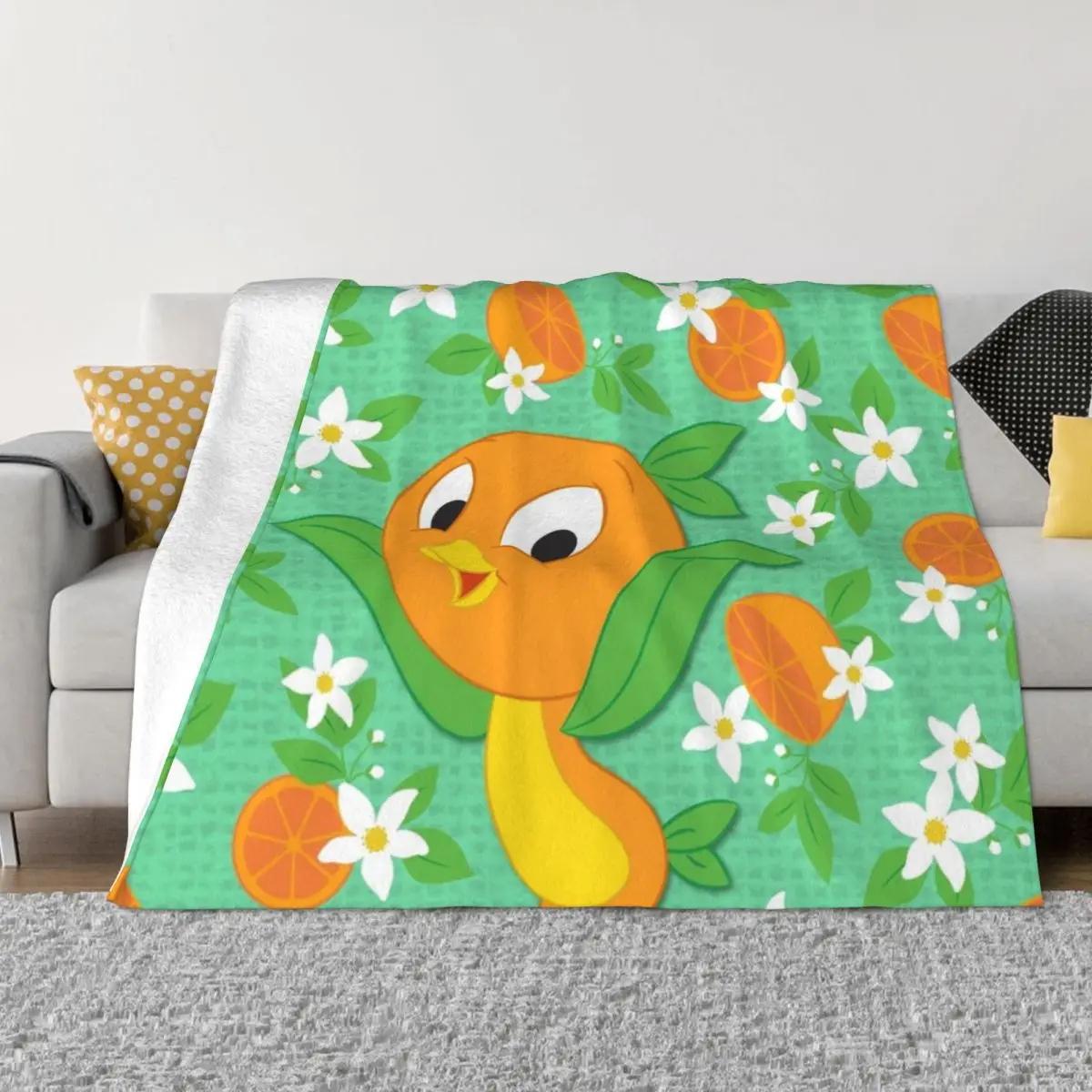 Hello Sunshine Orange Bird Throw Blanket Bed blanket Decorative Throw Blanket