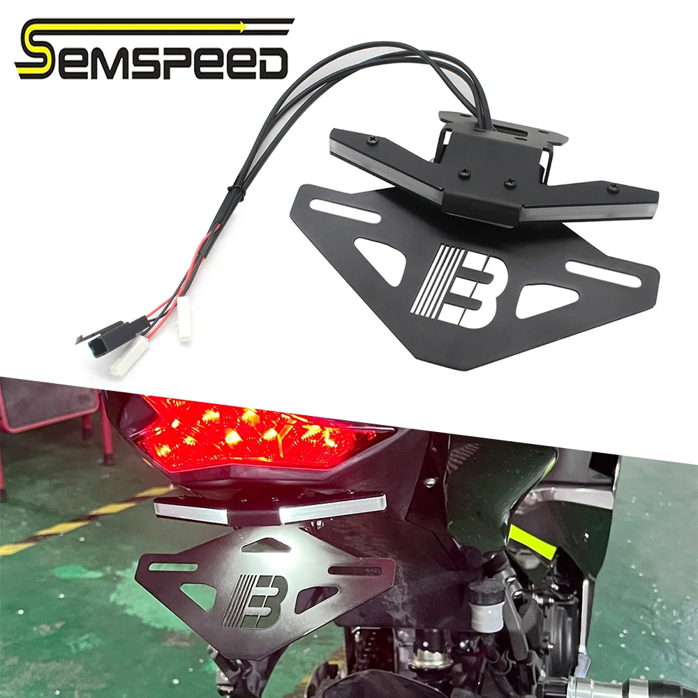 Semspeed For Kawasaki Ninja400 Z 400 Rear License Plate Holder Streamer Turn Signal Light Folding Frame Holder Fender Eliminator