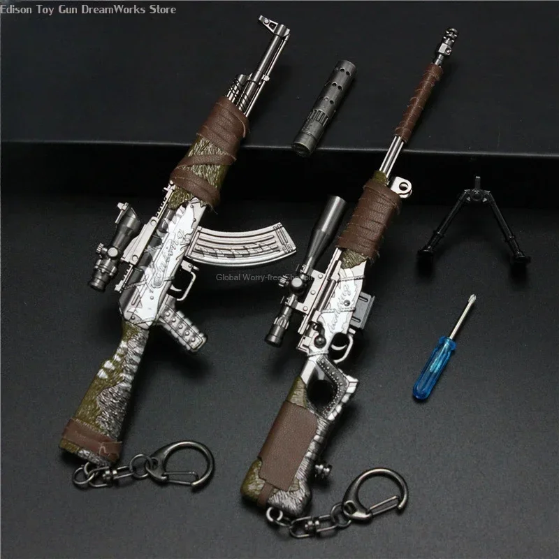 Liga AKM AWM Arma Chaveiro Mini Arma Modelo Brinquedo, Arma de Metal Destacável, Arma Trinket, Dia Das Bruxas, Presente de Natal, Novo, Melhor, 2022