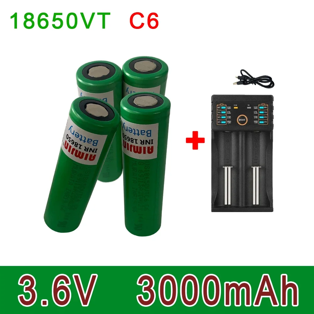 18650 VTC6 3.6V 3000mAh Lithium Ion Rechargeable Battery+Charger