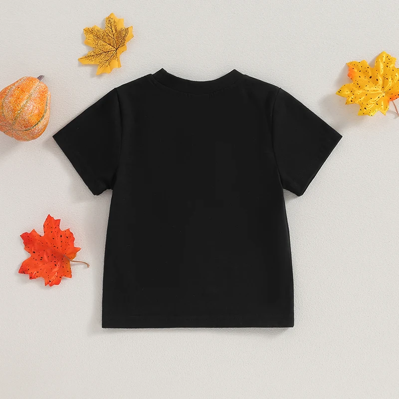 T-shirt d'Halloween à Manches Courtes et Col Rond pour Bébé Fille, à la Mode, avec Lettres Imprimées