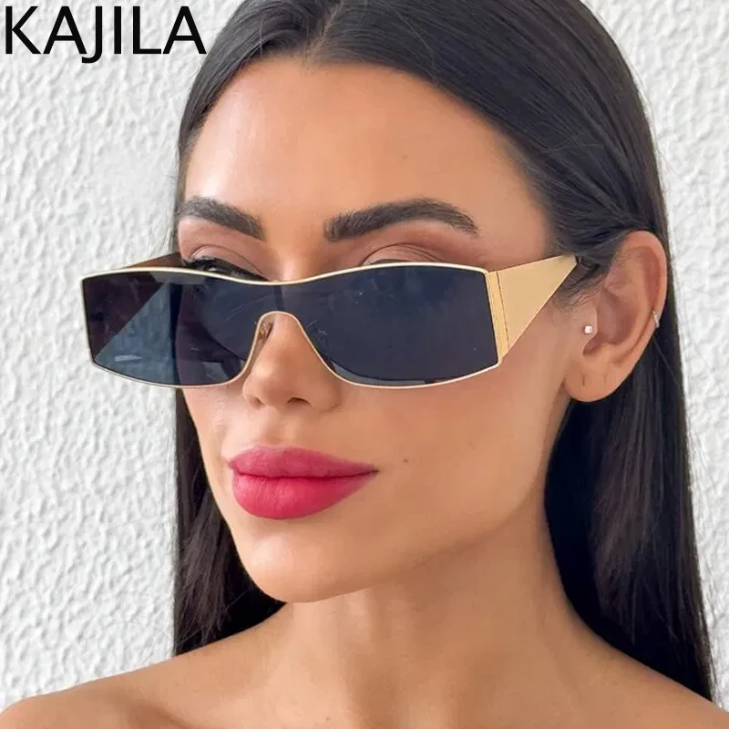 Y2K Punk Small Rectangle Shield Sunglasses Women 2025 Luxury Brand Steampunk Metal Frame Sun Glasses For Ladies Vintage Goggle