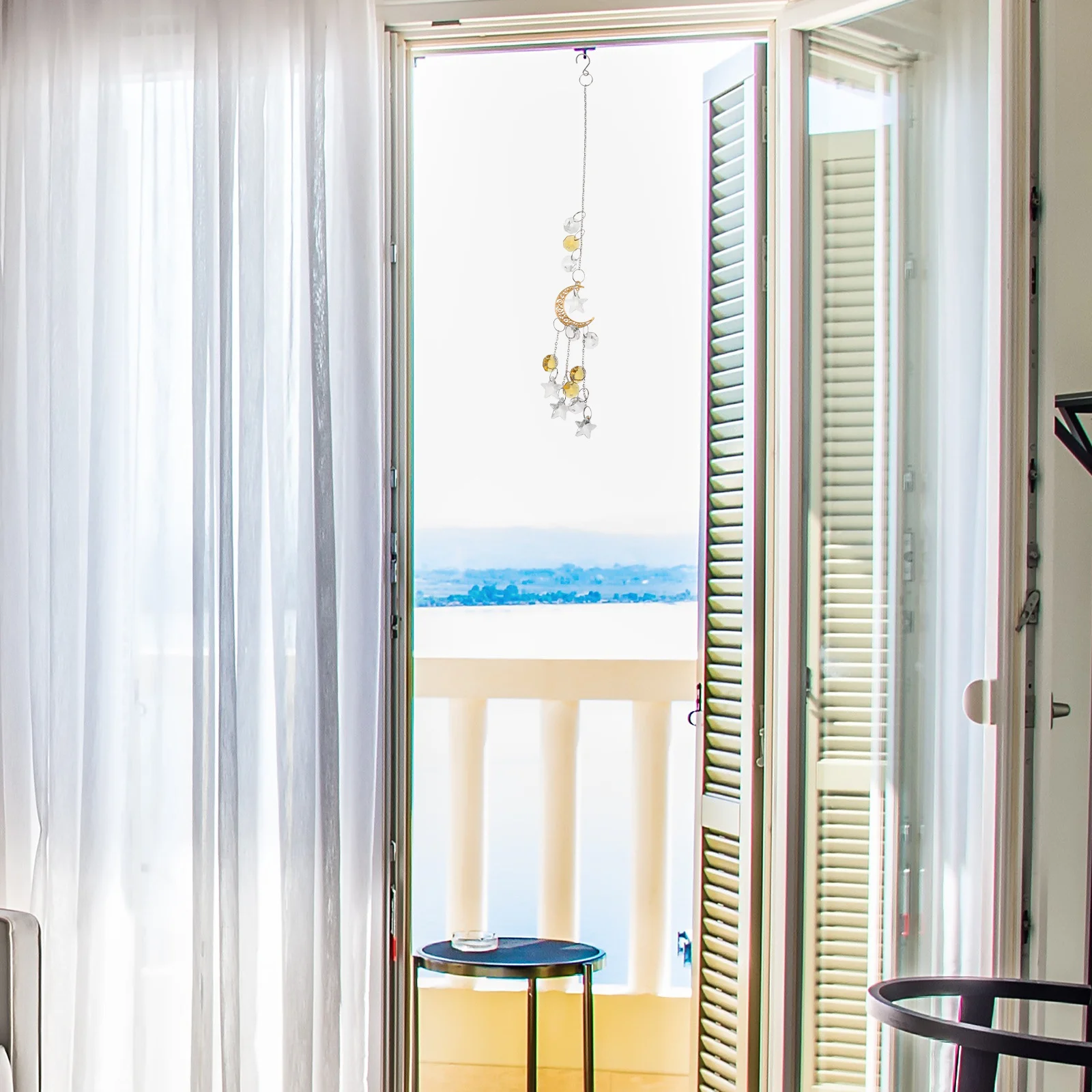 1 قطعة القمر والنجمة الرياح الرنين الزخرفية معلقة حلية حديقة في الشرفة المنزل الاسترخاء الصوت في الهواء الطلق الرياح جرس قلادة #4