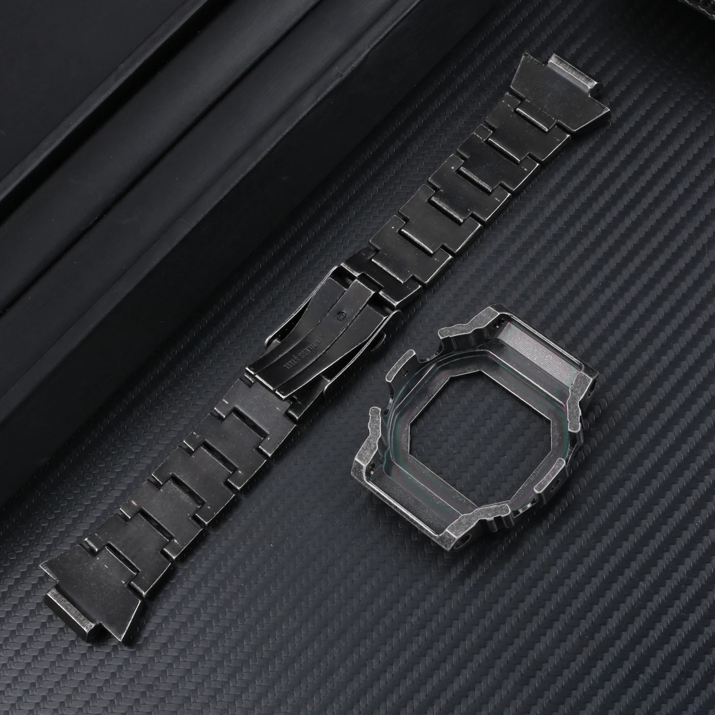 GX-56 المعادن حزام (استيك) ساعة + غلاف فولاذي ل كاسيو G-SHOCK GX-56 ريترو بيزلي الفولاذ المقاوم للصدأ مجموعة مقاوم للماء مجموعة نحت أسود #3