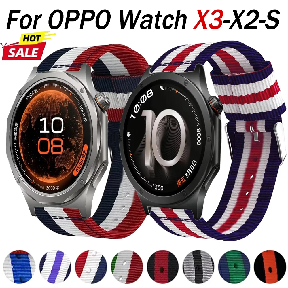 20mm 22mm Sailcloth Nylon Strap For For OPPO Watch X3-X2-S Fashion Comfortable Breathable Bracelet Huawei Watch 5 GT6-5-4-3 46mm