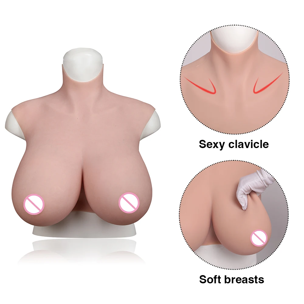 7th Pluse Size K Cup Silicone Breast Form Oil-Free Breastplate Fake Tits For Crossdresser Transgender Drag Queen Cosplay