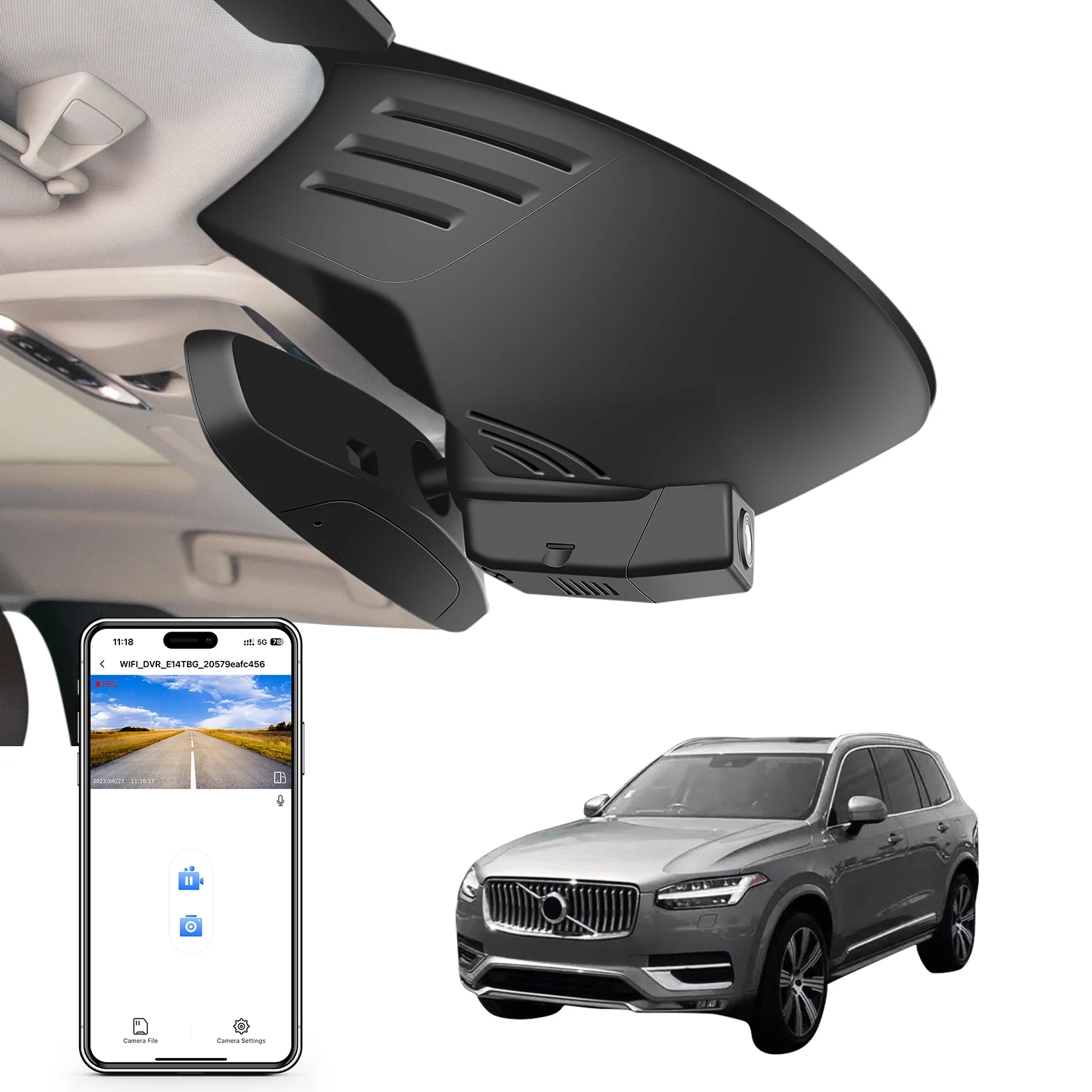 Mangoal Dedicated 4K Dashcam voor Volvo XC90 Autocamera Recorder 2016-2026 (Model A/B) GPS WiFi & APP Plug and Play Dashcam