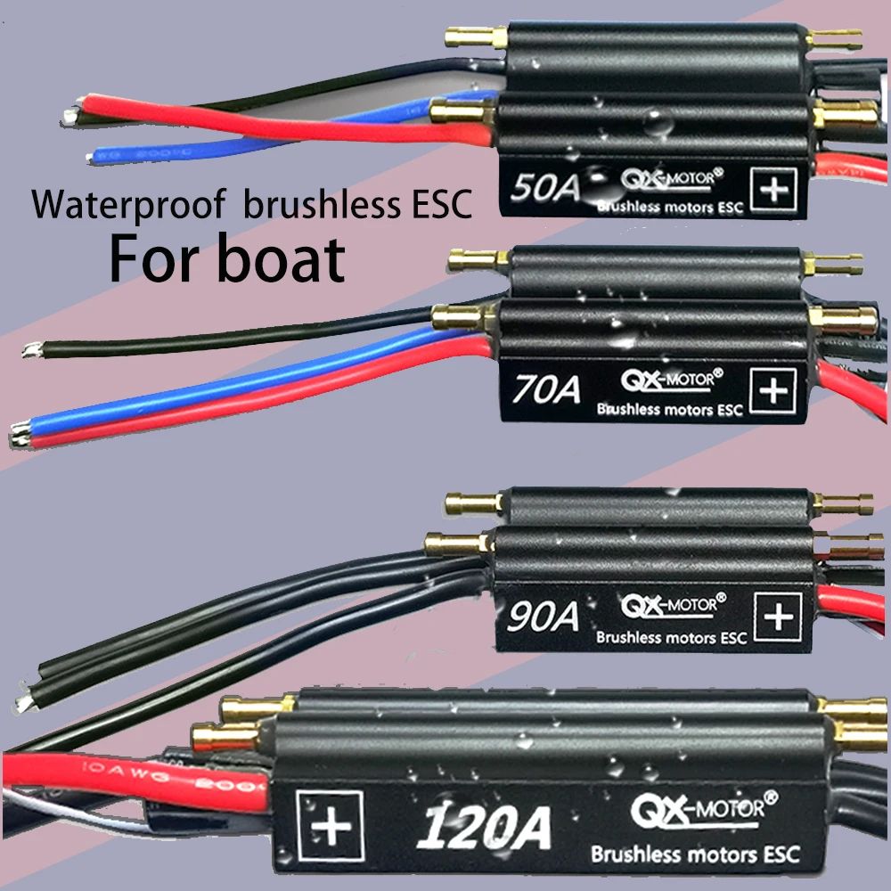 50A 120A QX-motor Waterproof Brushless ESC 2-6S Speed Controller for RC Boat Ship with BEC 5.5V/5A Water Cooling Syste