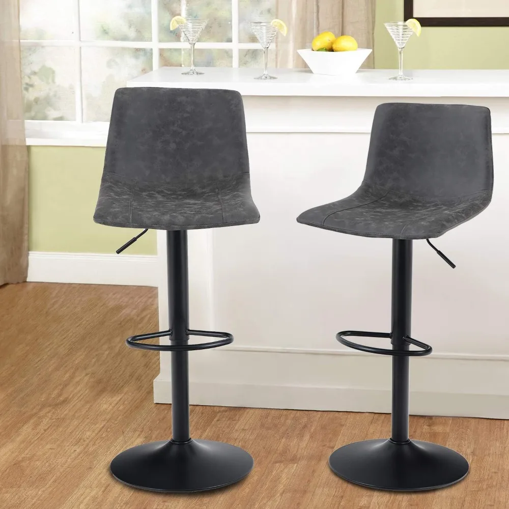 

Swivel Bar Stools Set of 2 for Kitchen Counter Adjustable Counter Height Bar Chairs with Back Tall Barstools PU Leather Kitche