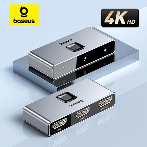 Baseus hdmi-compatível switcher 4k 60hz bidirecional 1x2/2x1 hdr adaptador de áudio para ps4 tv box 4k hd hdmi-compatível switcher