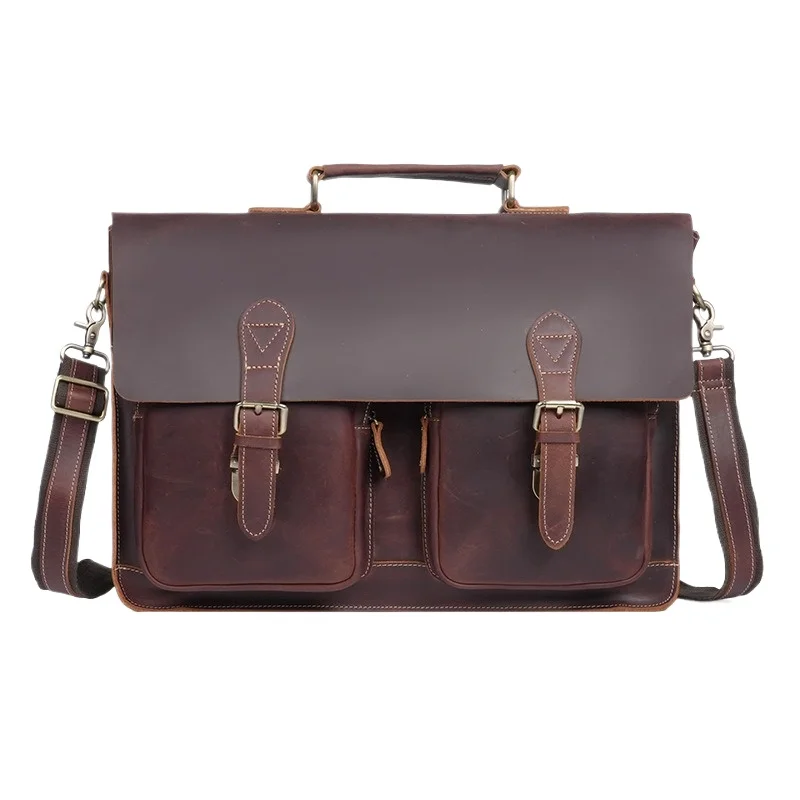 

Men's Genuine Leather Laptop Briefcase Business Casual Shoulder Messenger Bag Crossbody Outdoor Travel Work