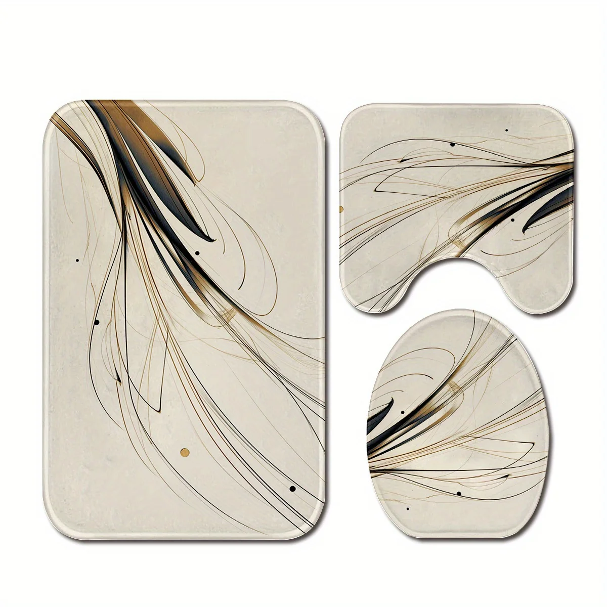 

3 шт. Современное минималистское украшение для ванной комнаты, полиэфирная ткань, можно стирать в машине, U-образный коврик, нескользящий коврик, коврик для чехла на сиденье унитаза