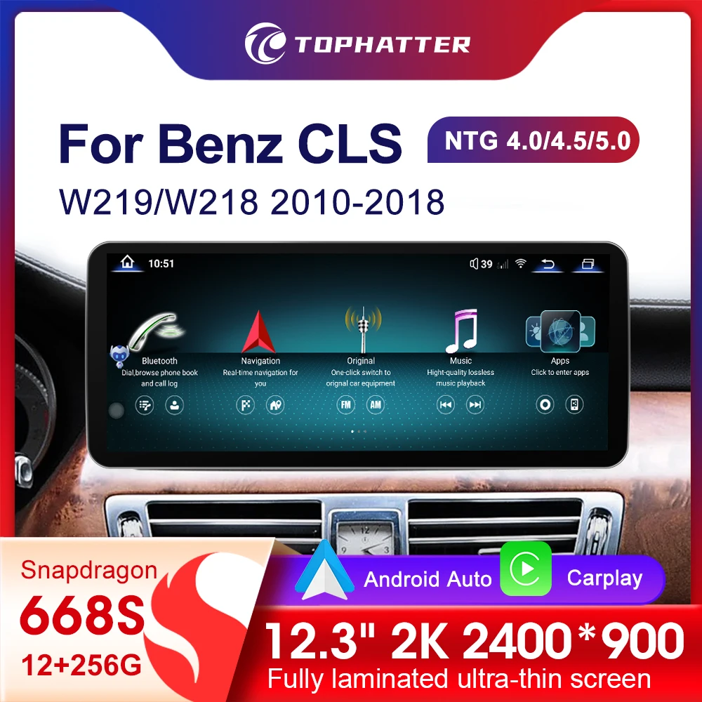 

12.3 «2K автомобильное радио для Mercedes Benz CLS 2010-2018 W219/W218 CarPlay Android Auto мультимедийный плеер 668S головное устройство экран DSP