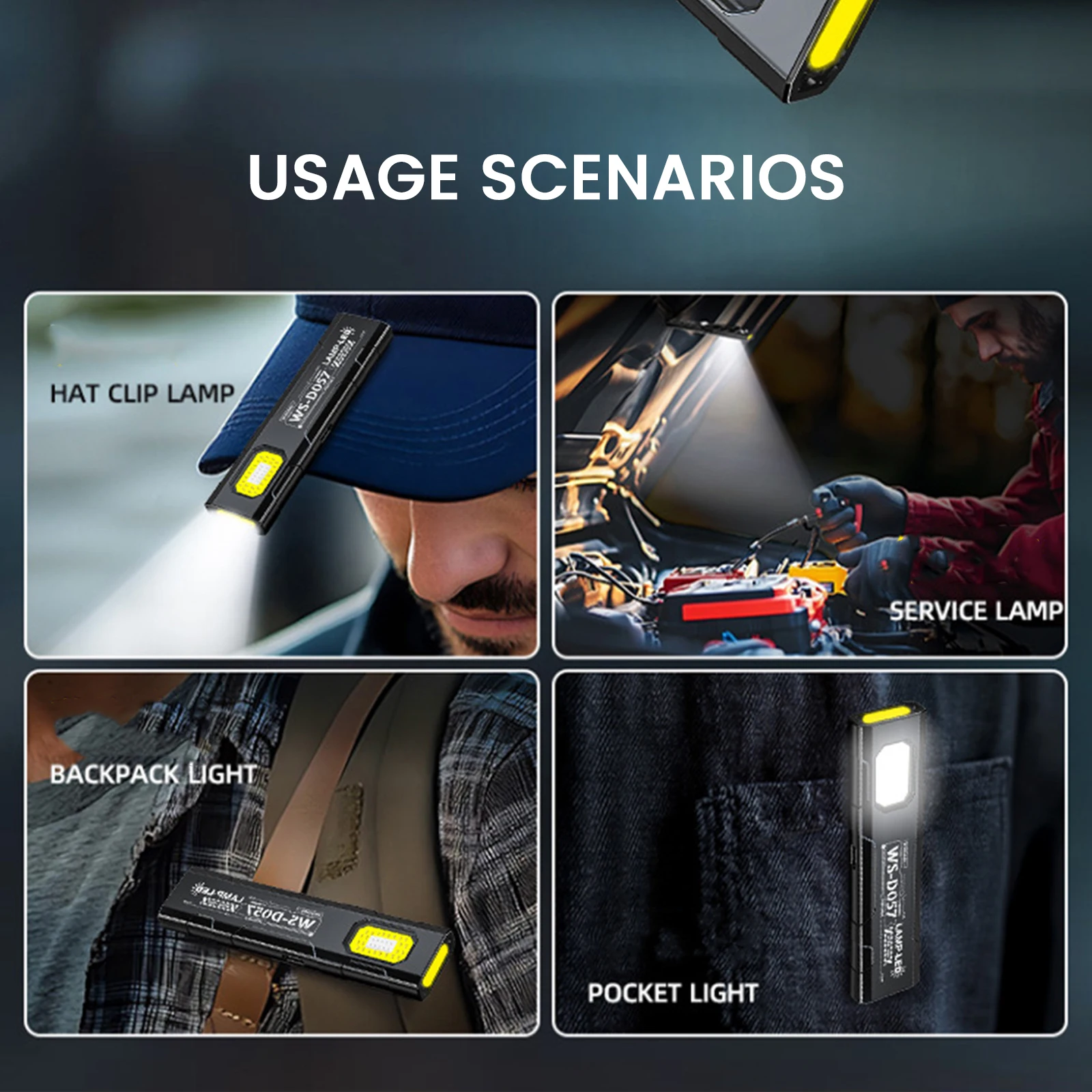COB مصباح ليد جيب 550 لومينز ضوء العمل مع قاعدة مغناطيسية ومشبك جيب مصباح يدوي لإصلاح السيارات/التخييم/الطوارئ #5